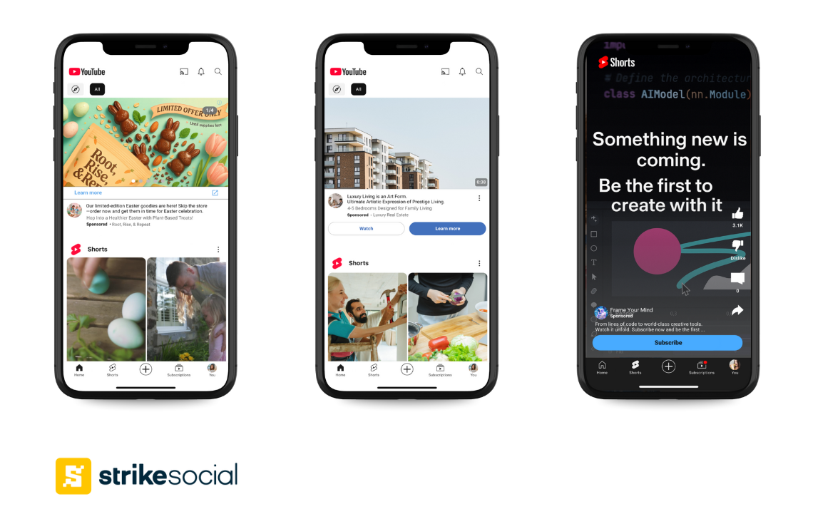 YouTube Demand Gen Campaigns - Carousel, Video home feed, Shorts placements