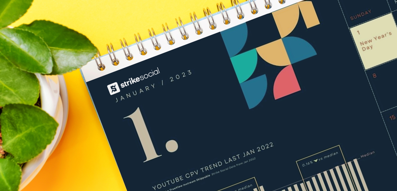 Strike Social 2023 Advertising Calendar Key Events with YouTube CPV Trends for Marketers Cover