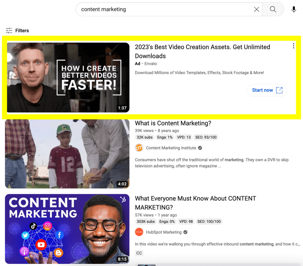 example of contextual targeting from YouTube