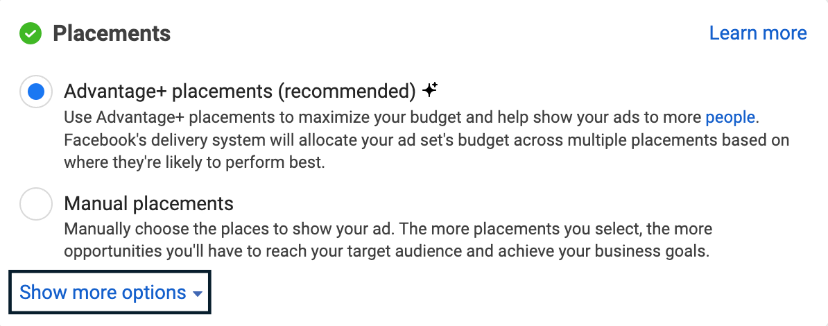 2. ad set placements