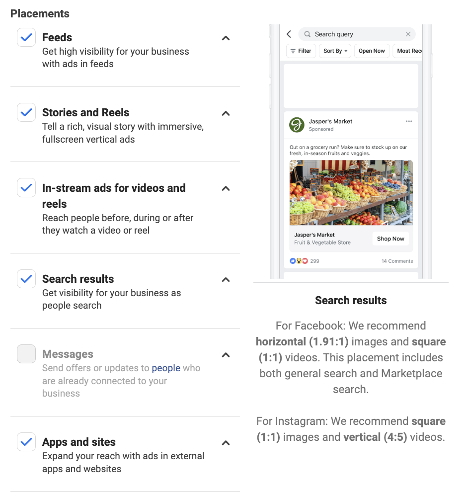 facebook brand safety select ad placements