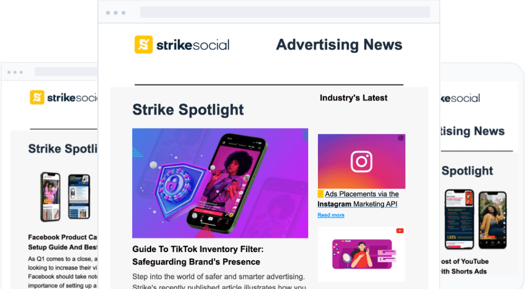 strike social newsletter screenshots