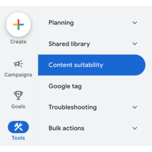 set up category exclusions in YouTube ads - tools - content suitability