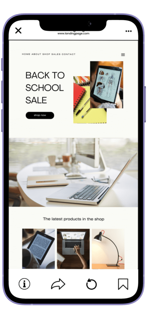 Back to School Ad Campaigns - Instagram Reels Mobile Landing Page