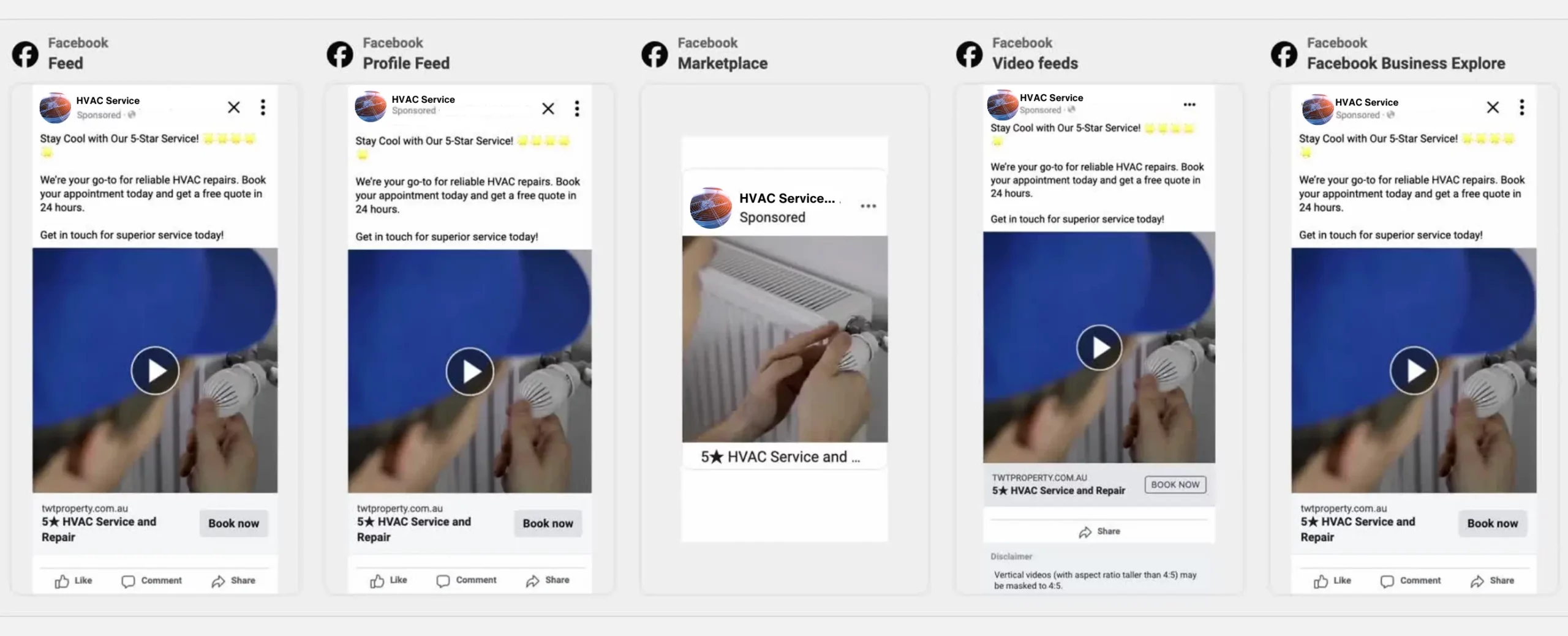 facebook advertising formats - video ads preview