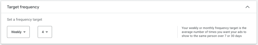 YouTube video reach campaign - Set weekly target frequency