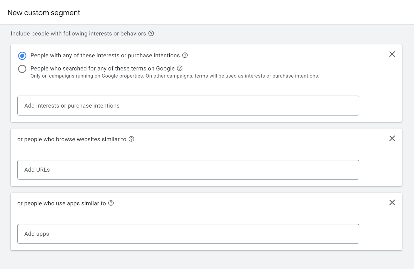 YouTube audience targeting strategy - adding Custom Segments using similar websites or similar apps