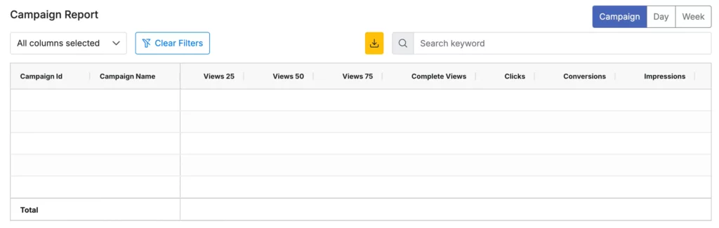 CTV ad integration with Strike Social - Unified campaign dashboard to see all running campaigns