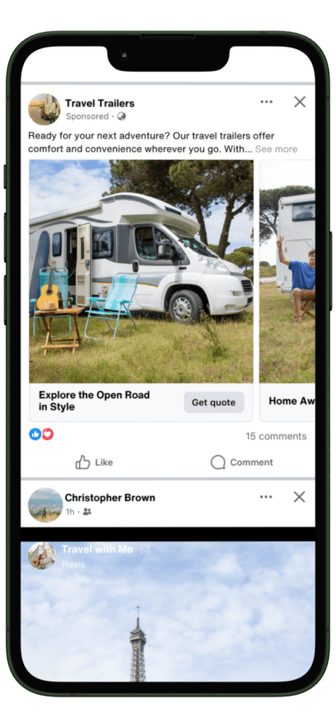 Facebook Carousel ad - Travel Trailer brand