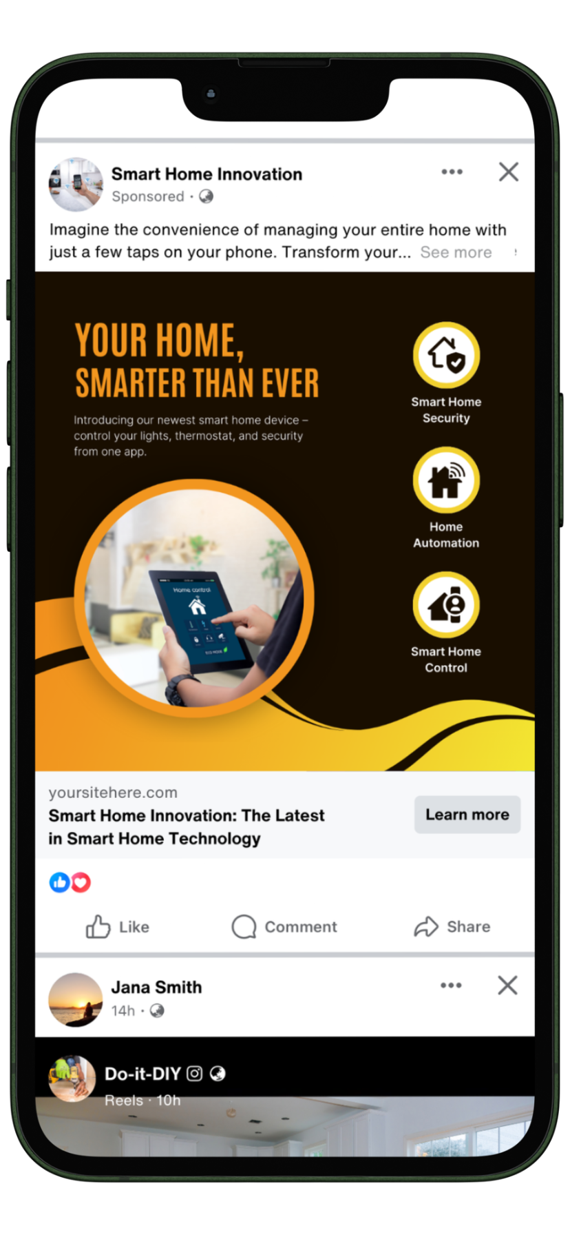 Facebook feed ad - smart home new product launch