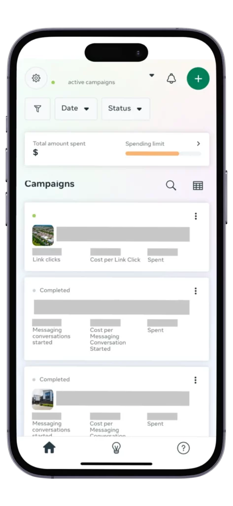 Meta Ads Manager app - manage campaigns and see results overview