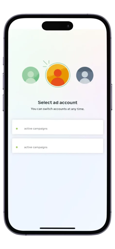 Meta Ads Manager app - select Ad Account