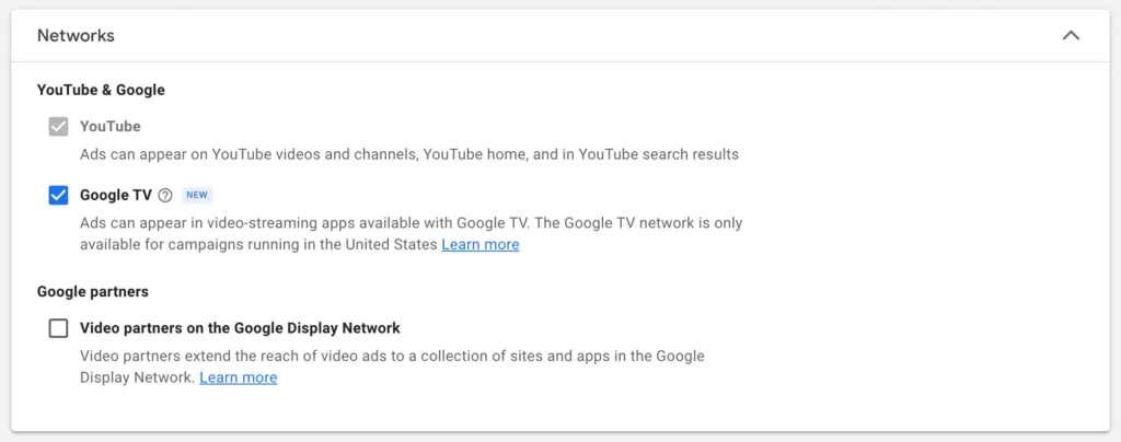 Google advertising networks - YouTube (inc. YouTube TV), Google TV