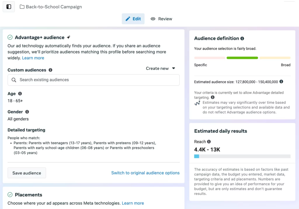 Meta-ads-manager-Audience-targeting-for-Back-to-School-campaigns
