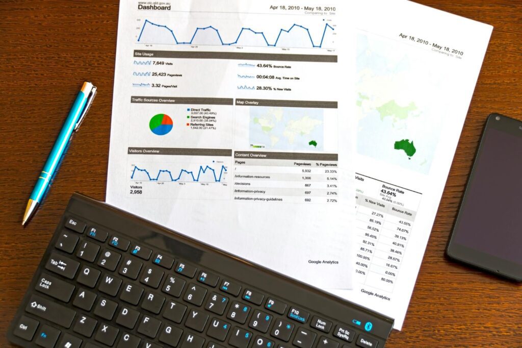 Pexels - printed dashboard data and statistics for social media marketing