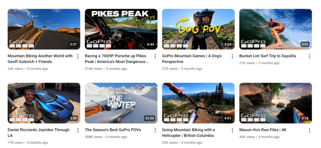 GoPro video marketing ads on YouTube