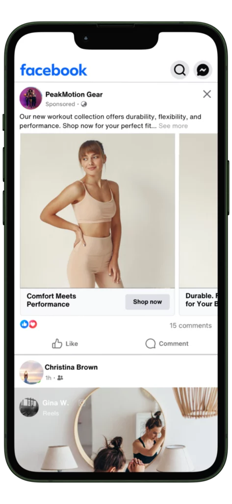 Carousel Meta ad specs - Facebook Feed