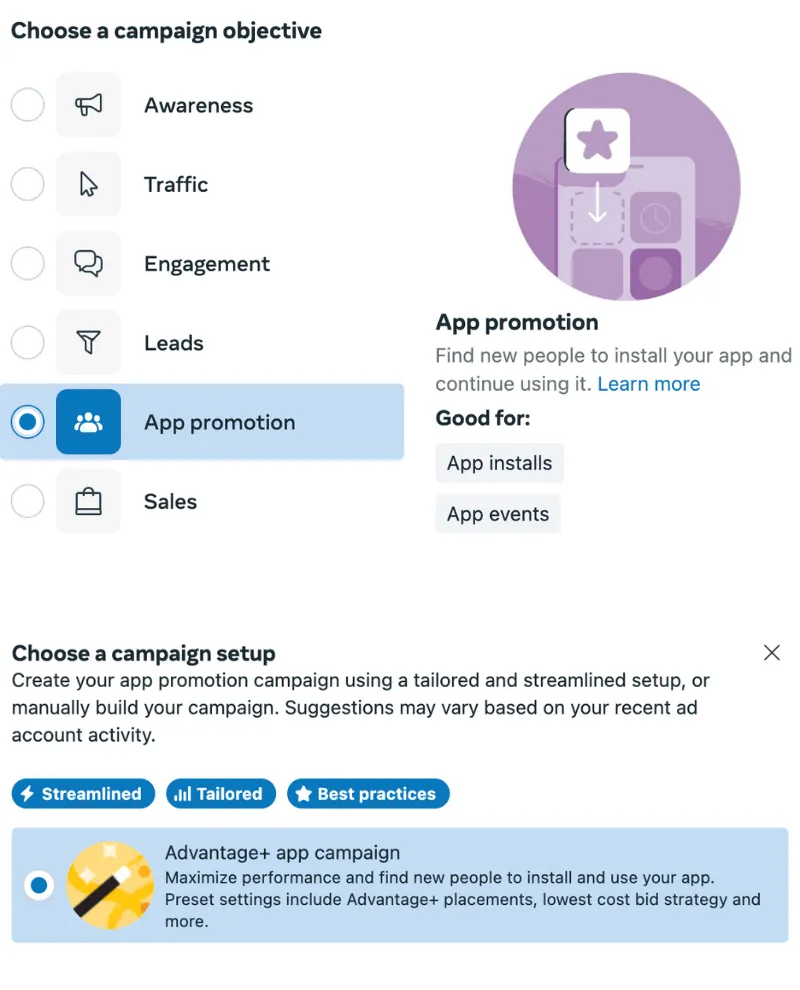 Meta-Ads-Manager-Choose-campaign-objective-App-promotion-advantage