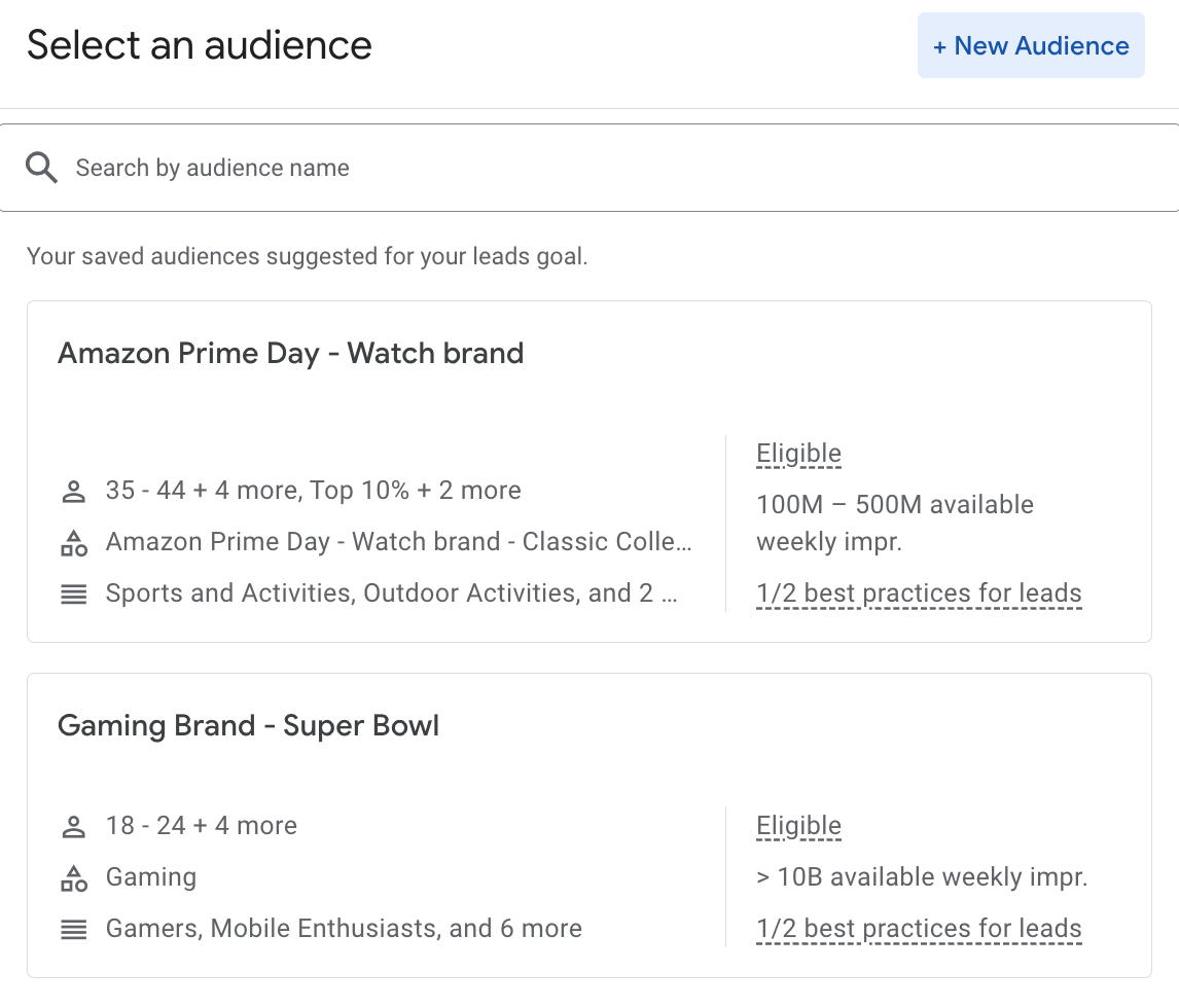 YouTube custom audience segments for audience targeting