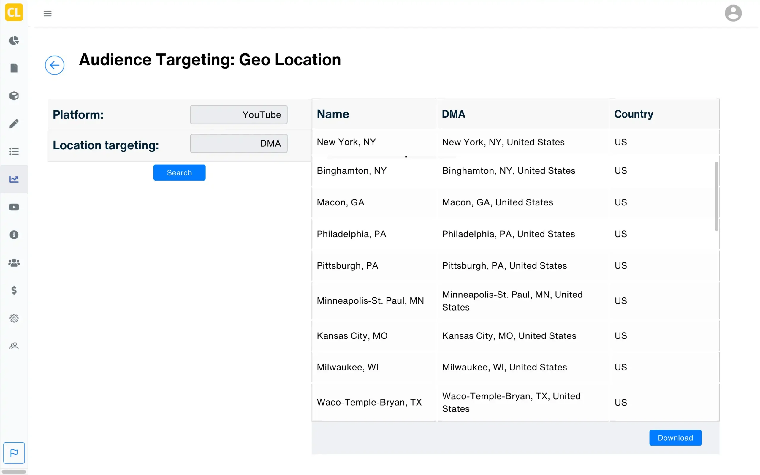 Audience targeting for pharmaceutical ads by DMA location