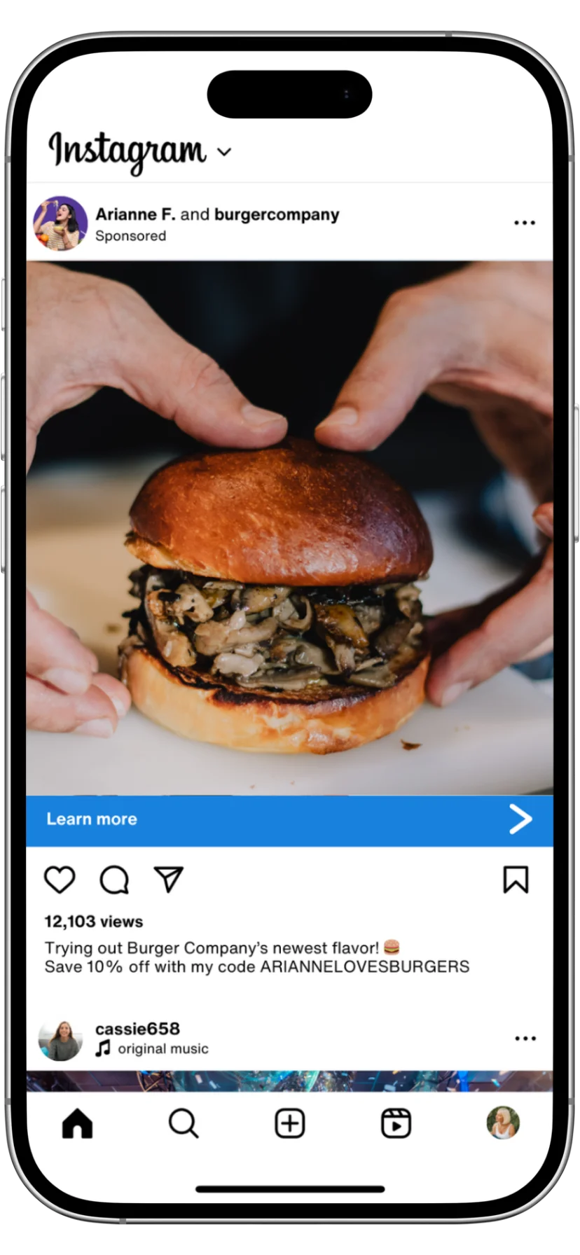 Sample Instagram Partnership ad - Photo ad on Feed