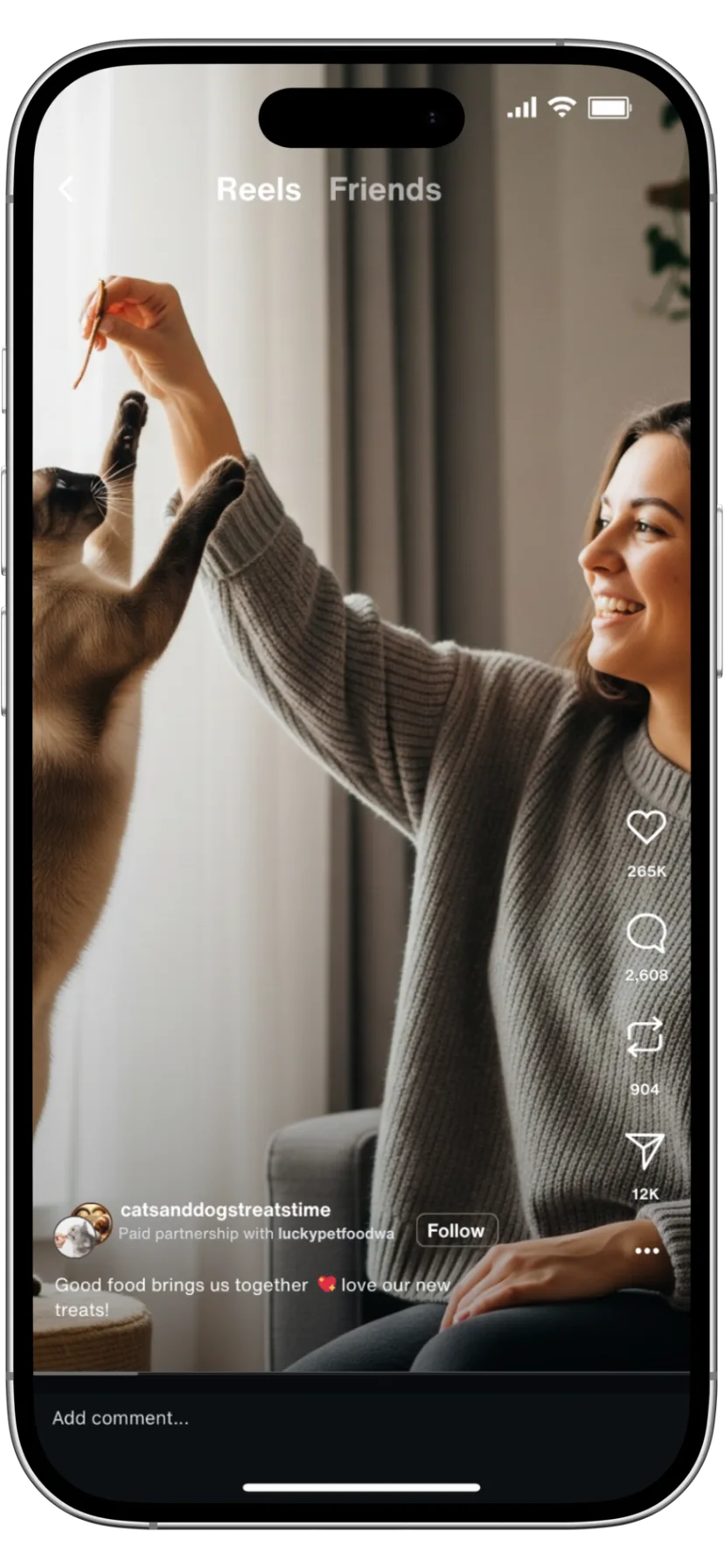 Sample influencer ads on Instagram - Reels ad as Partnership or Branded Content