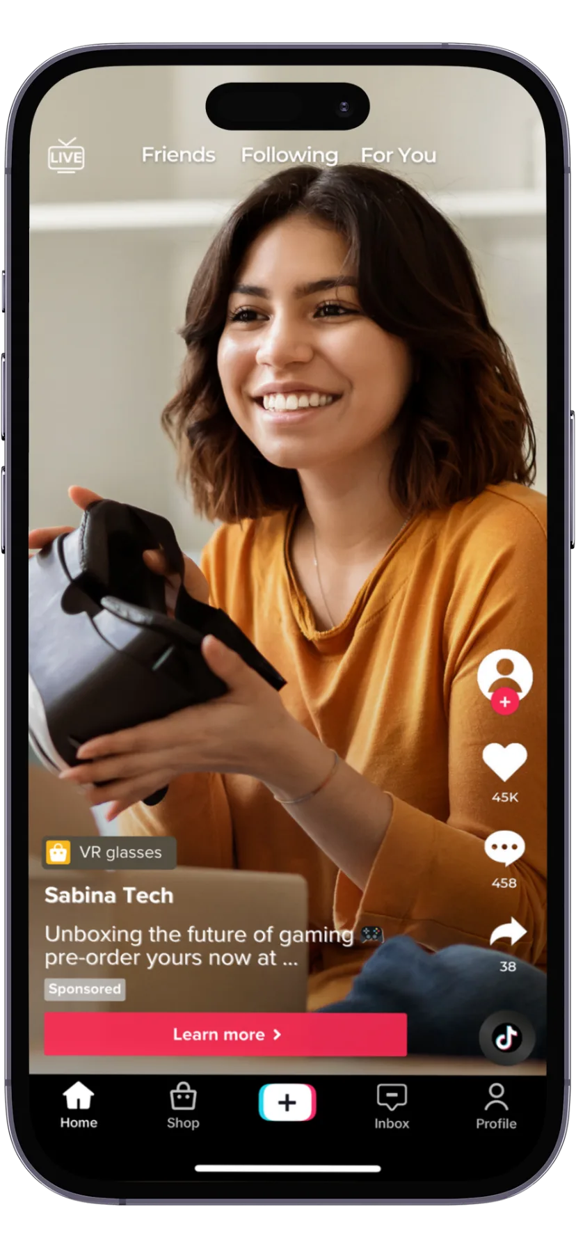 run influencer ads on TikTok - Spark Ads with yellow basket sample