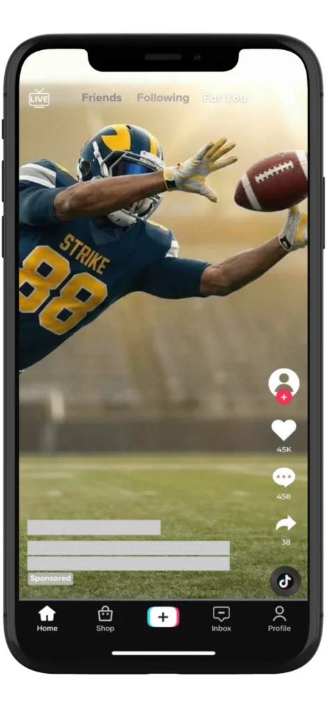 Super Bowl TikTok feed ad mockup