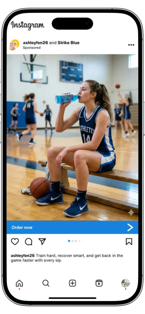 Instagram Feed sponsorship ad with athlete - March Madness influencer marketing