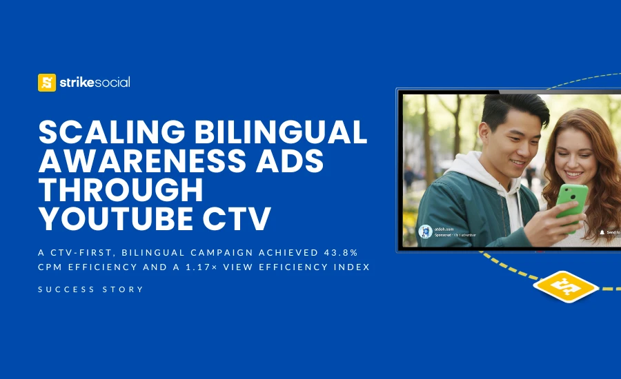 Strike Social Case Study - YouTube CTV Case Study - Achieving 44% CPM Efficiency for a Bilingual Public Health Campaign