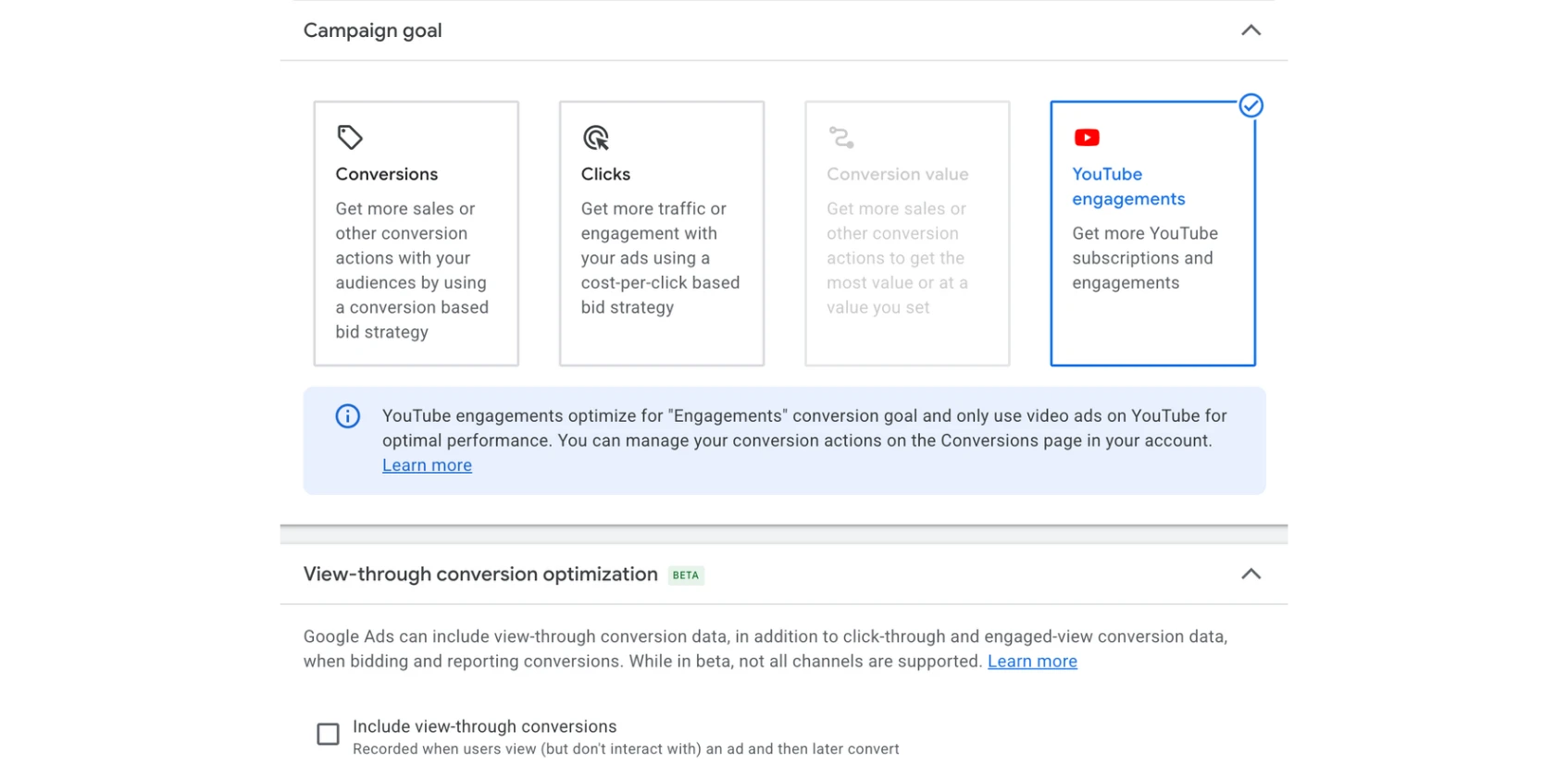 Choose campaign goal - YouTube engagements - mothers day advertising