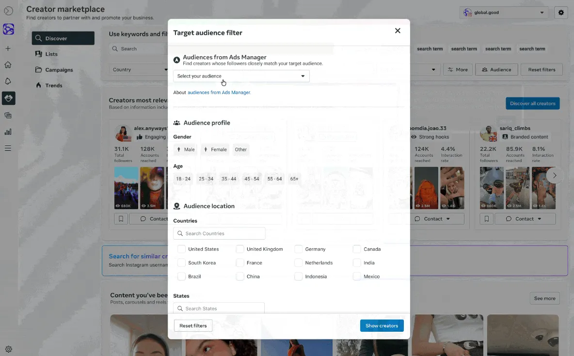 Facebook NewFront 2026 update - target audience filtering
