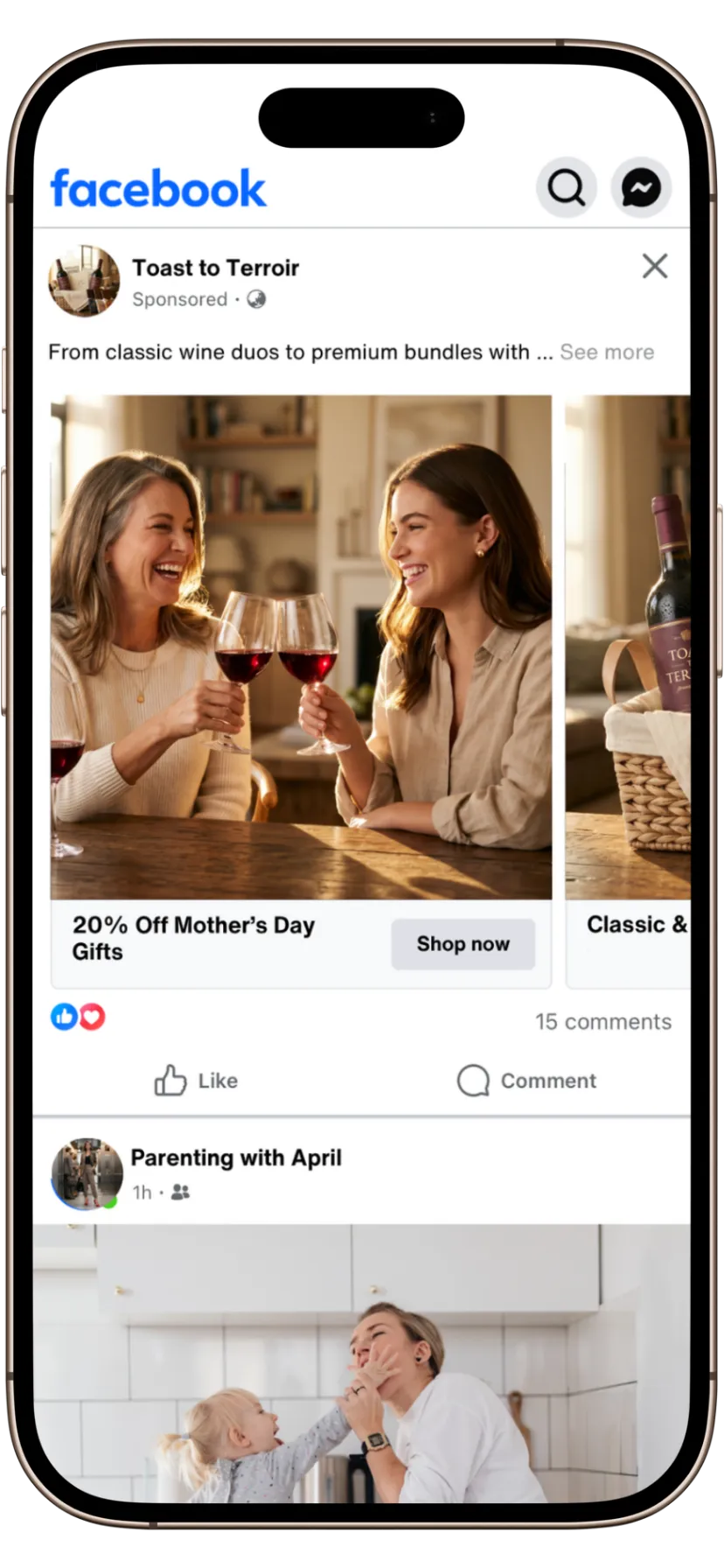 Mother's Day advertising on Meta ads - Carousel - Facebook Feed
