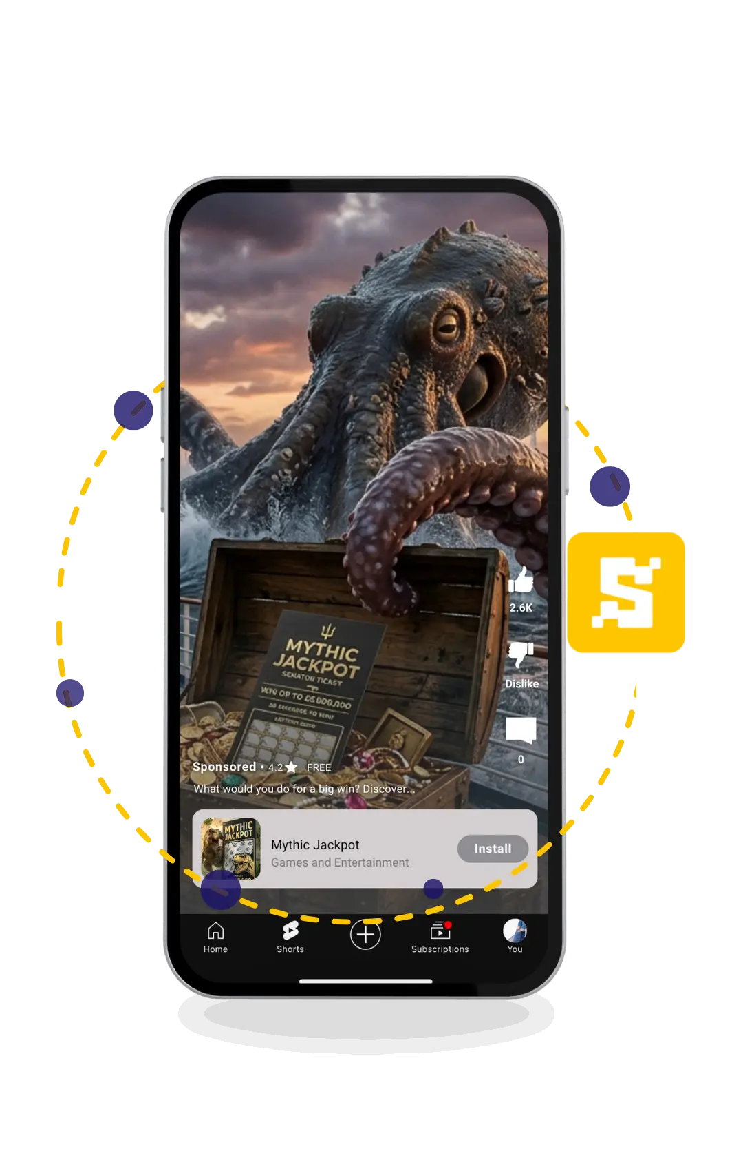 YouTube Video Reach Campaign - Shorts ad mockup - lottery ads on Halloween